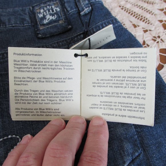 Blue Willi's Danish Design Cropped Blue Jeans Tapered Zipper Leg Danish Size 40 - Picture 13 of 16